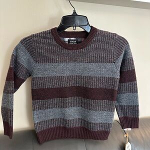 Kids Gray and Brown Striped Sweater